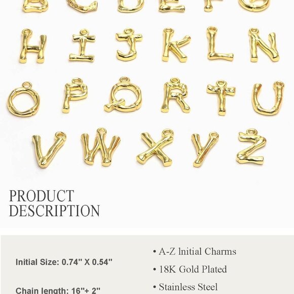 Initial Charm Necklace for Women, 18k Gold Plated Sea Shell Necklace, Dainty A-Z - Picture 6 of 7